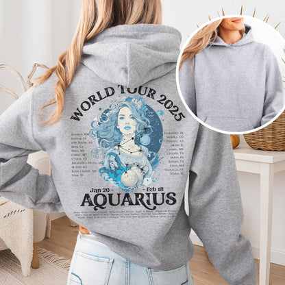 Hoodie Sport Grey / S Aquarius Concert Hoodie - Zodiac World Tour 2025 Hoodie The Mystic Eden
