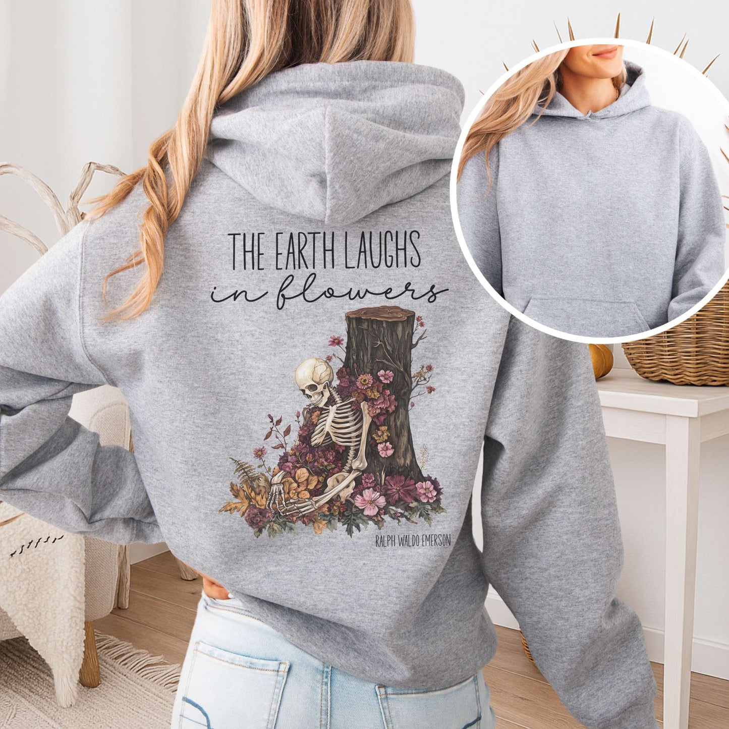 Hoodie The Earth Laughs in Flowers Ralph Waldo Emerson Hoodie The Mystic Eden