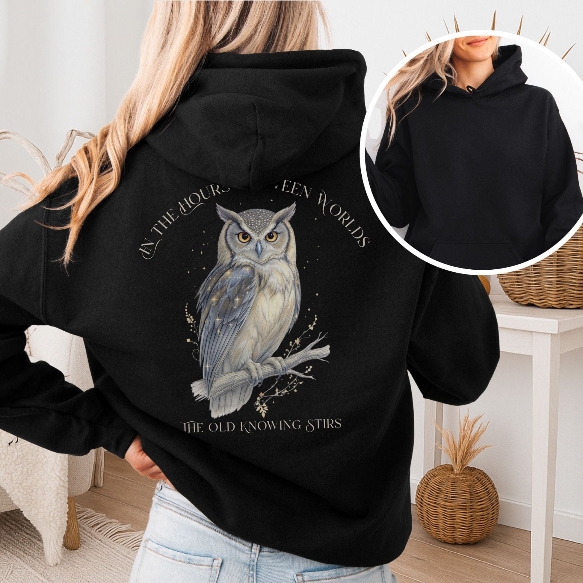 Hoodie The Old Knowing Stirs Mystical Owl Hoodie The Mystic Eden