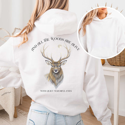 Hoodie White / S All the Woods Are Alive With Watchful Eyes Walter de la Mare Hoodie The Mystic Eden