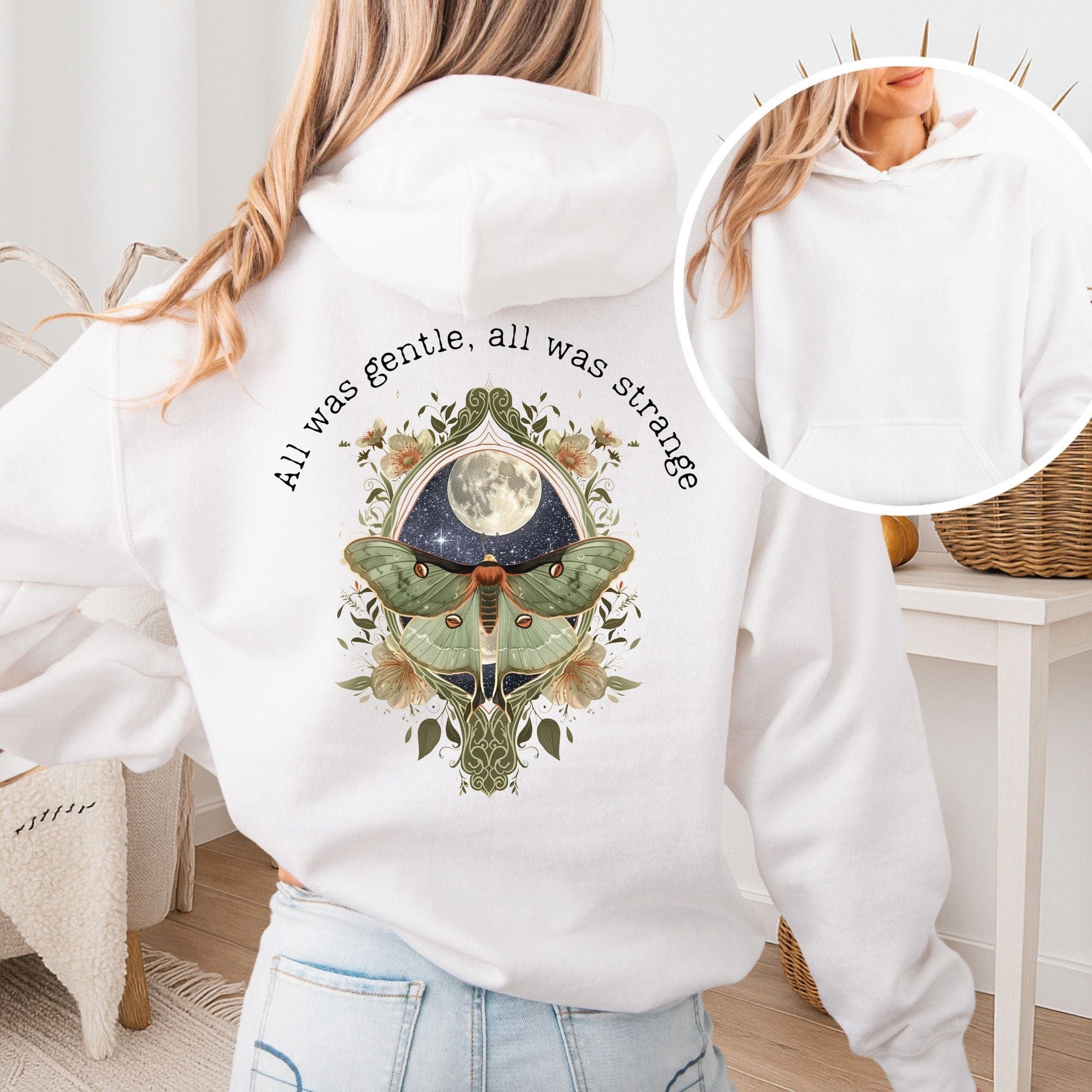 Hoodie White / S All Was Gentle All Was Strange Edgar Allan Poe Hoodie The Mystic Eden