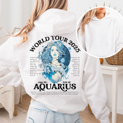 Hoodie White / S Aquarius Concert Hoodie - Zodiac World Tour 2025 Hoodie The Mystic Eden