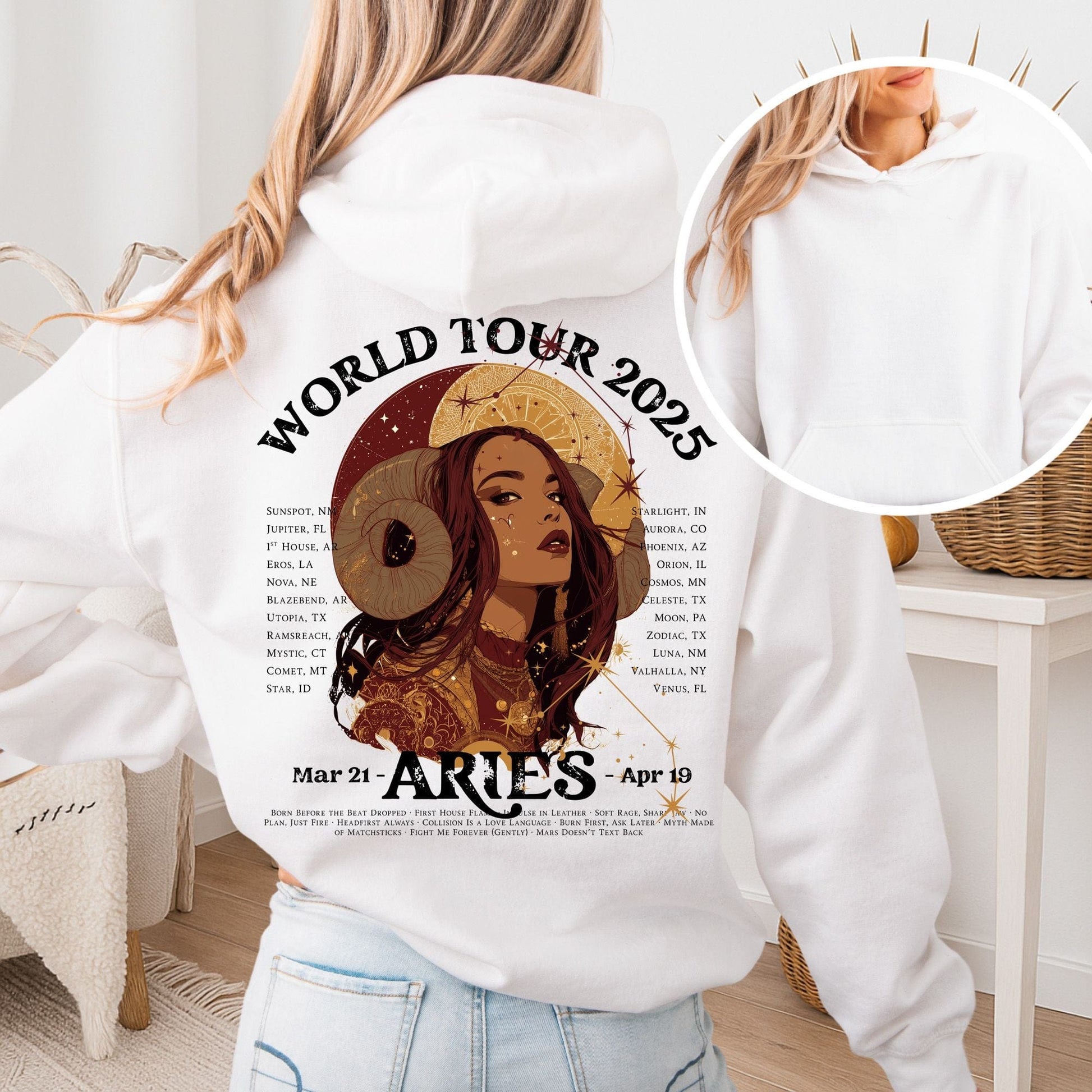 Hoodie White / S Aries Concert Hoodie - Zodiac World Tour 2025 Hoodie The Mystic Eden