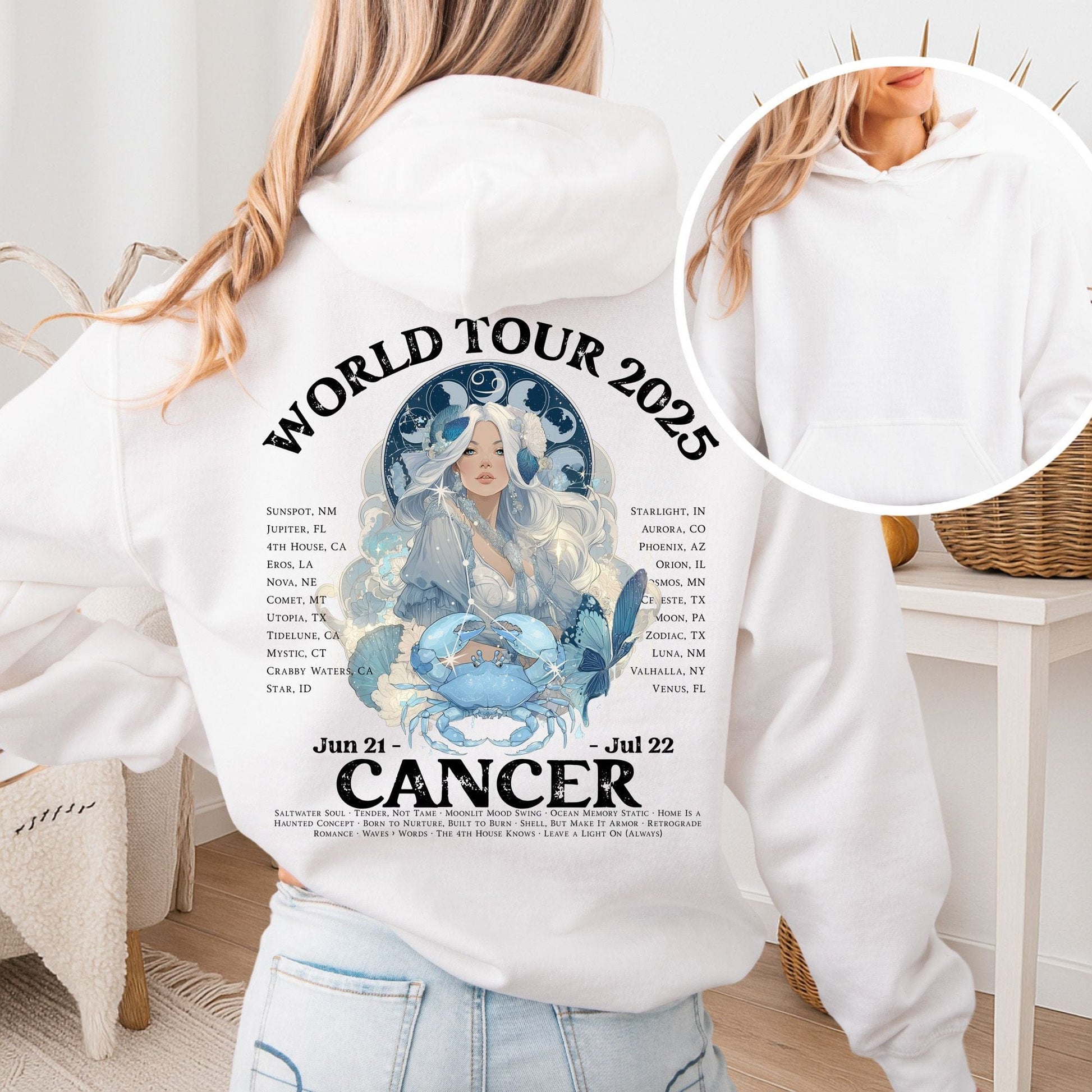 Hoodie White / S Cancer Concert Hoodie - Zodiac World Tour 2025 Hoodie The Mystic Eden