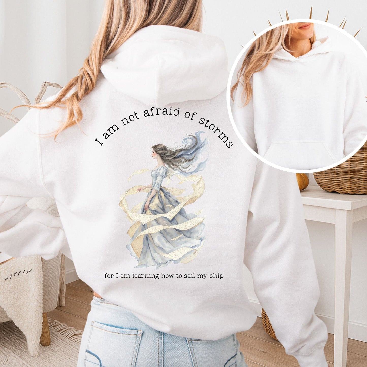 Hoodie White / S I Am Not Afraid of Storms Little Women Hoodie The Mystic Eden