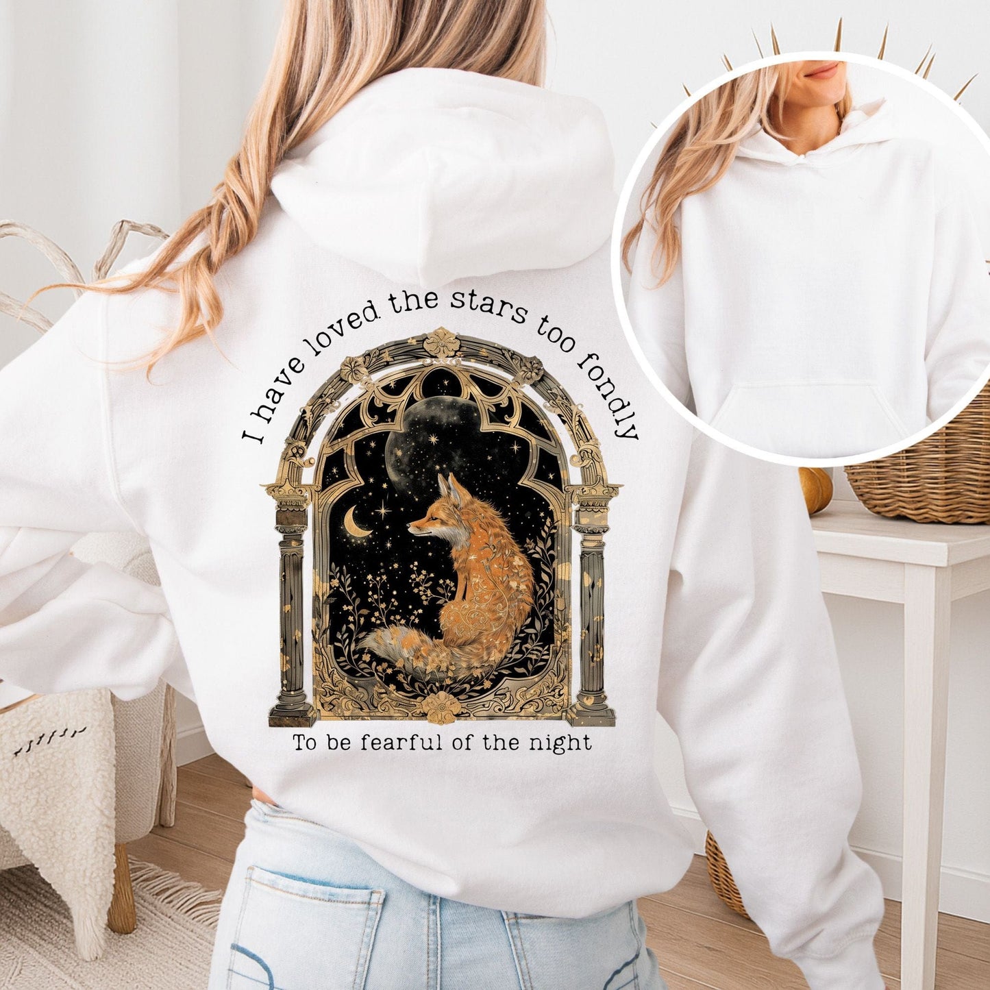 Hoodie White / S I Have Loved the Stars Too Fondly Sarah Williams Poetry Hoodie The Mystic Eden