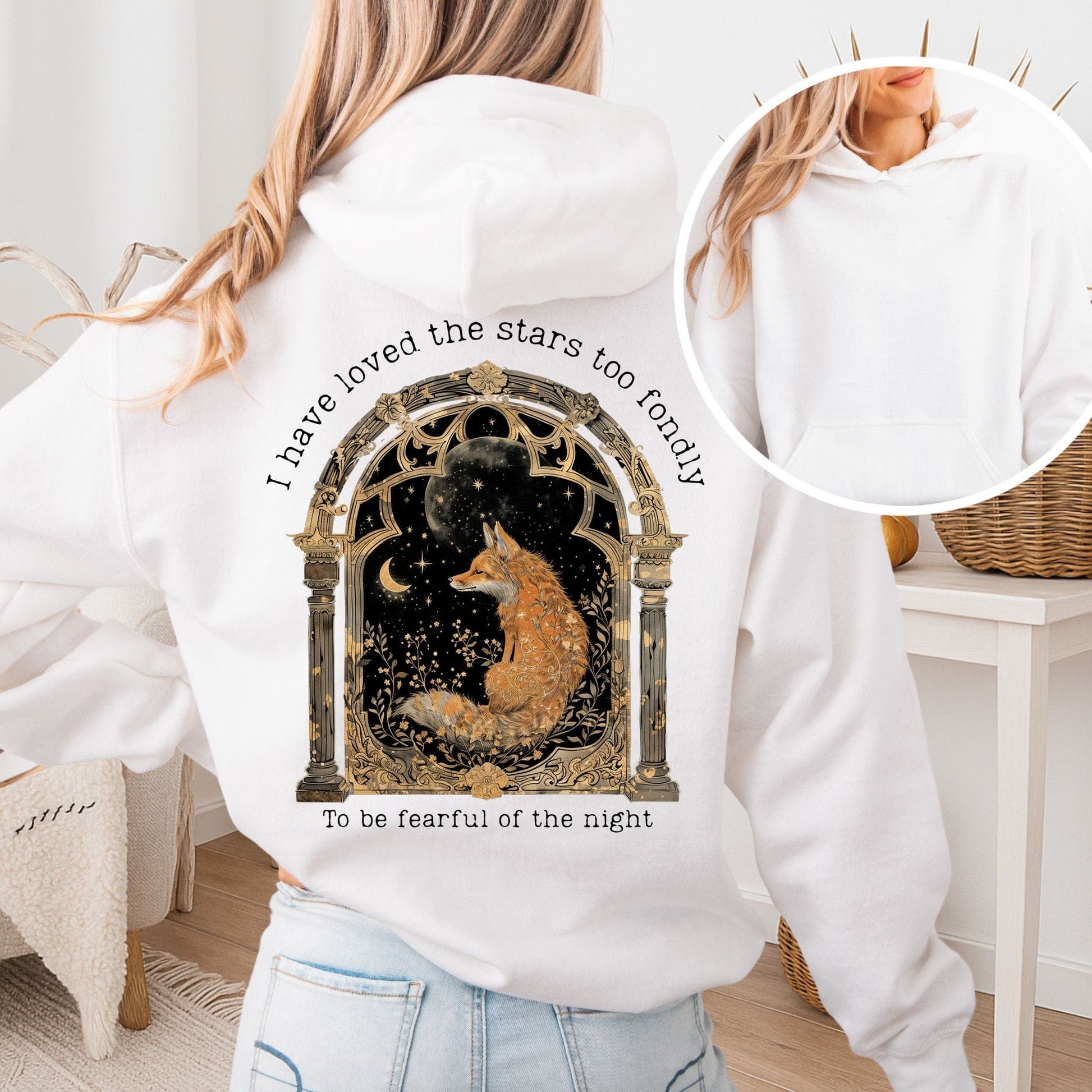 Hoodie White / S I Have Loved the Stars Too Fondly Sarah Williams Poetry Hoodie The Mystic Eden