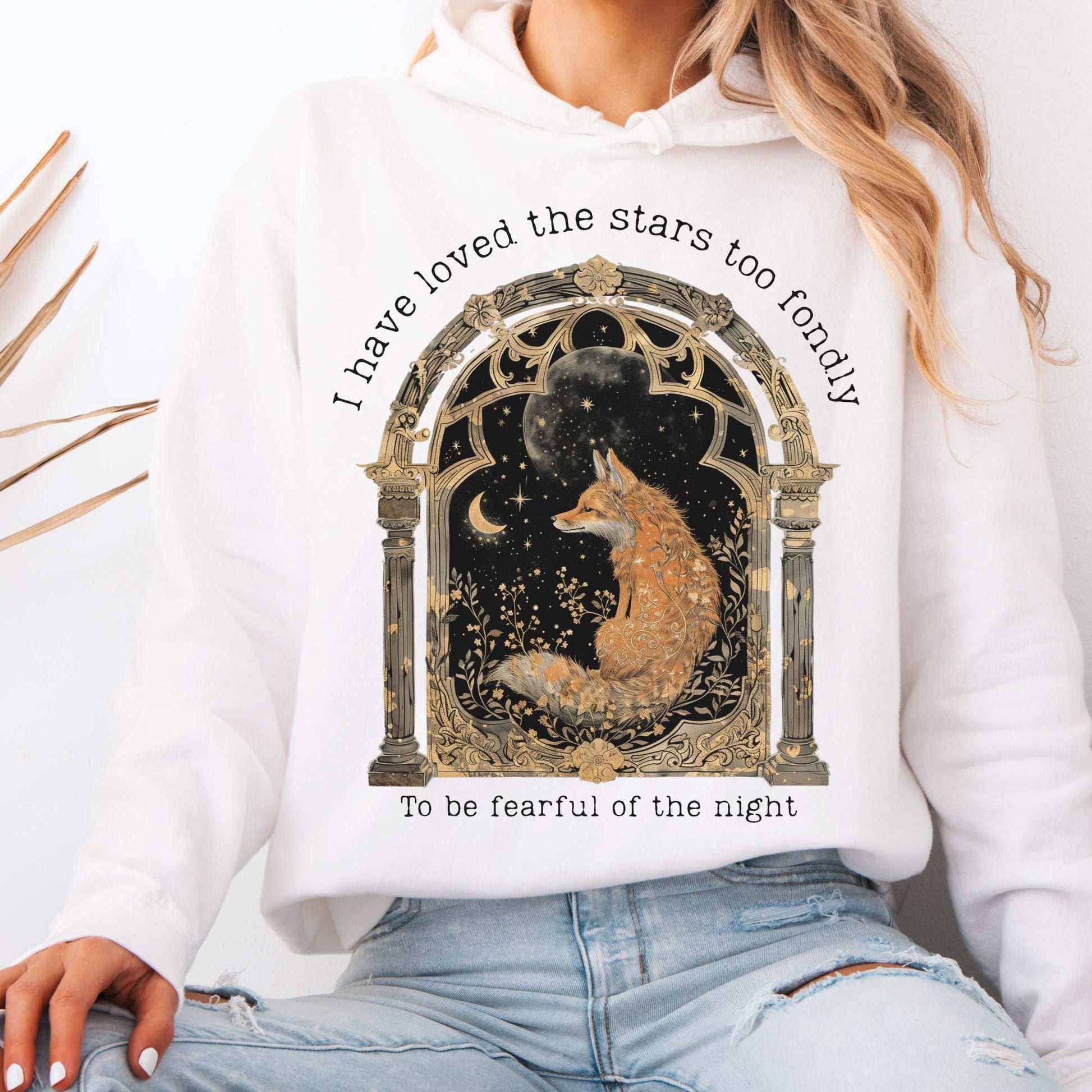 Hoodie White / S I Have Loved the Stars Too Fondly Sarah Williams Poetry Vintage Hoodie The Mystic Eden