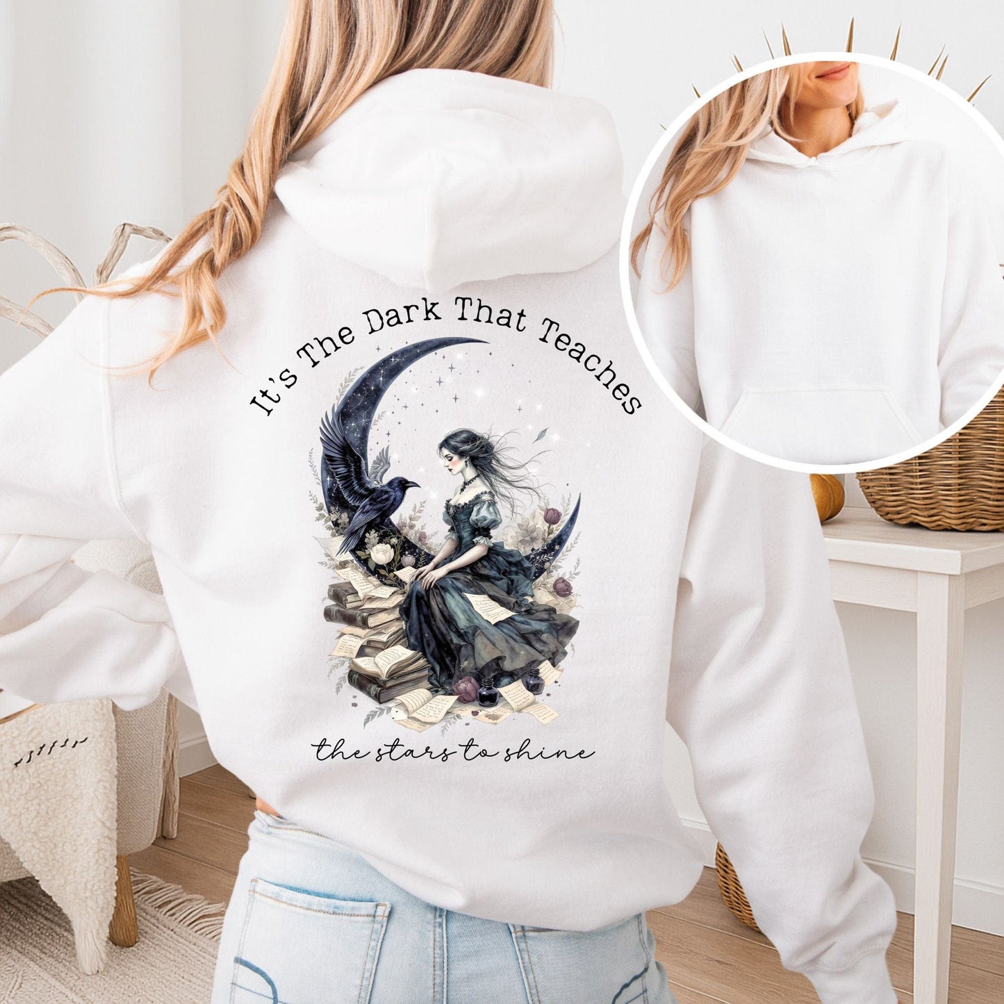 Hoodie White / S It's the Dark That Teaches the Stars to Shine Poe Inspired Hoodie The Mystic Eden