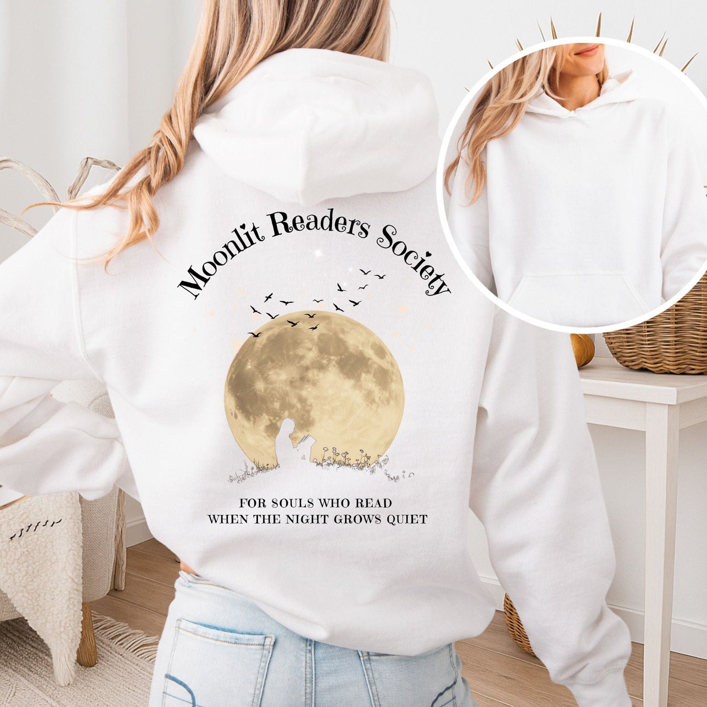 Hoodie White / S Moonlit Readers Society Hoodie The Mystic Eden