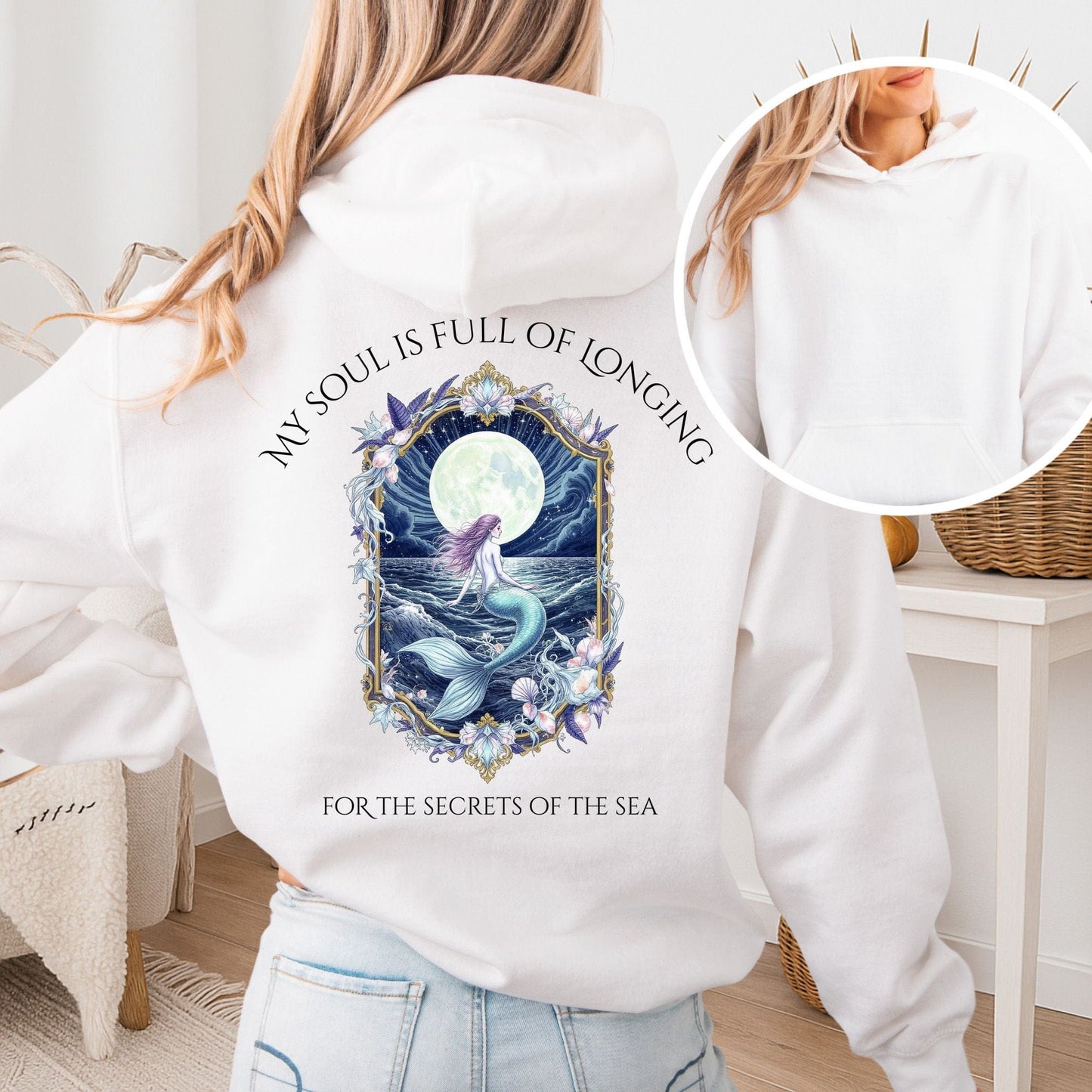 Hoodie White / S My Soul Is Full of Longing Poetry Hoodie The Mystic Eden