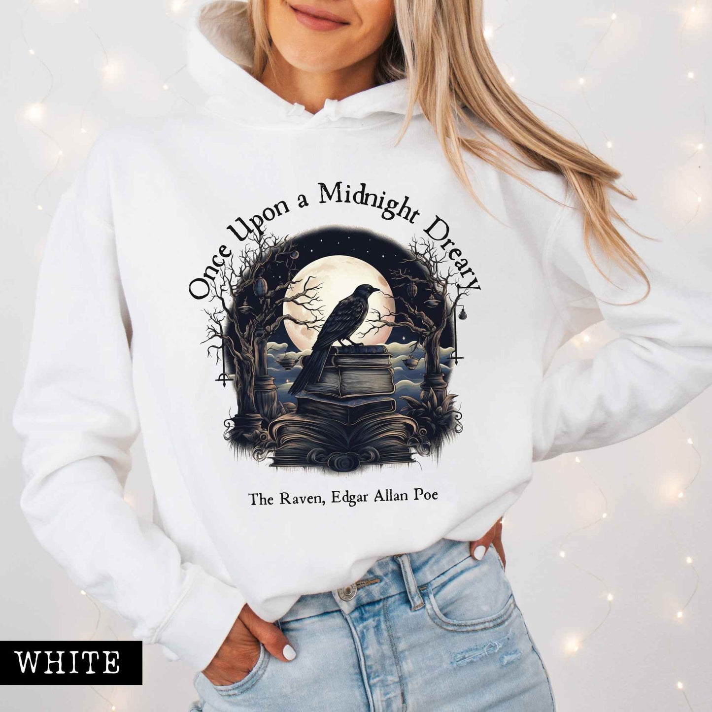 Hoodie White / S Once Upon a Midnight Dreary Hoodie The Mystic Eden