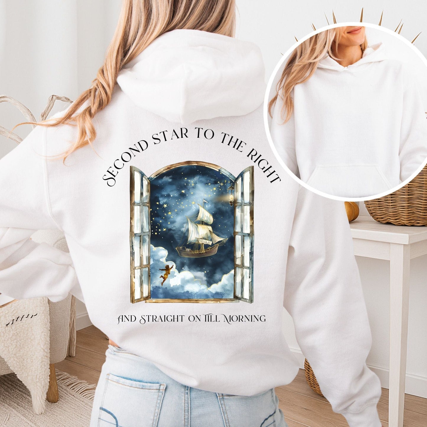 Hoodie White / S Second Star to the Right Peter Pan Hoodie The Mystic Eden