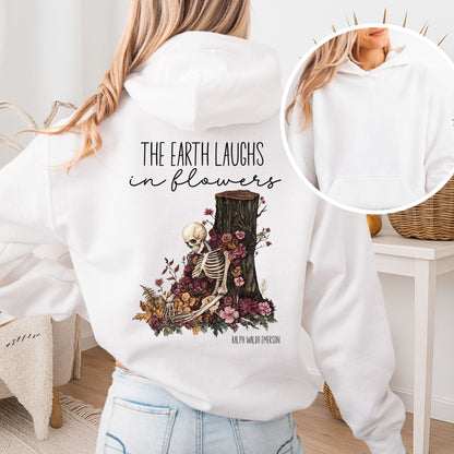 Hoodie White / S The Earth Laughs in Flowers Ralph Waldo Emerson Hoodie The Mystic Eden