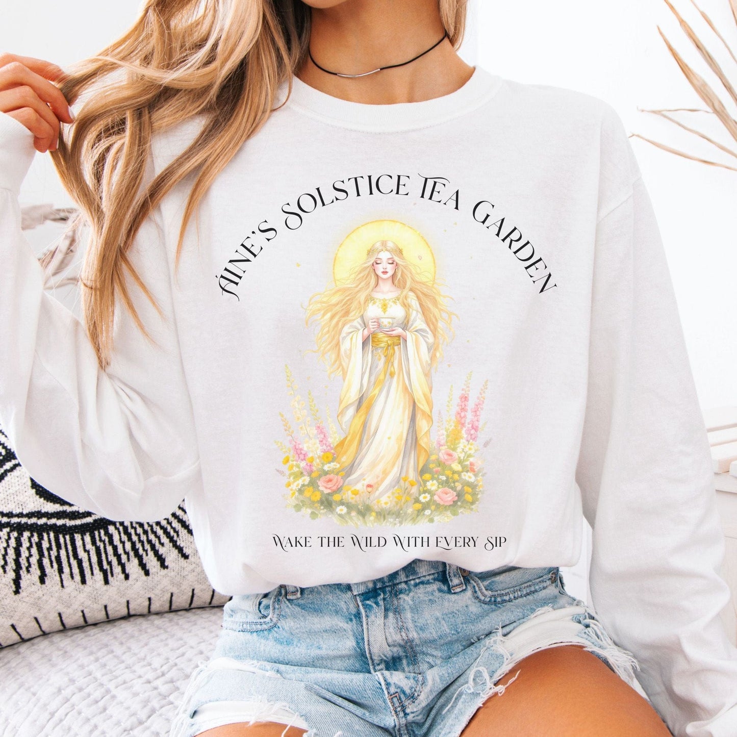 Long-sleeve Áine’s Solstice Tea Garden Celtic Goddess Long Sleeve The Mystic Eden