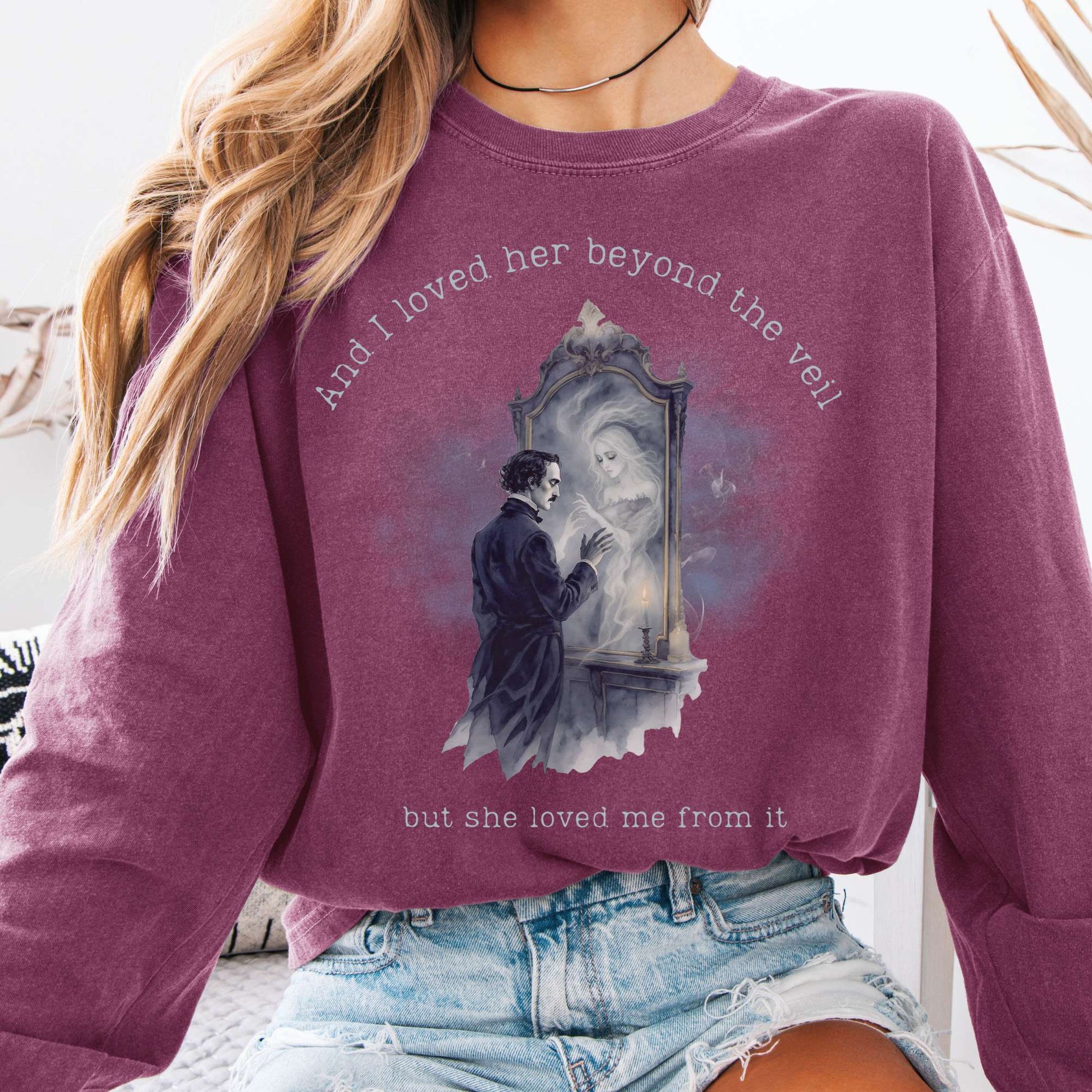 Long-sleeve Berry / S And I Loved Her Beyond The Veil Poe Long sleeve Tee The Mystic Eden