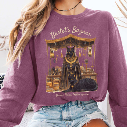 Long-sleeve Berry / S Bastet's Bazaar Goddess Long Sleeve Shirt The Mystic Eden