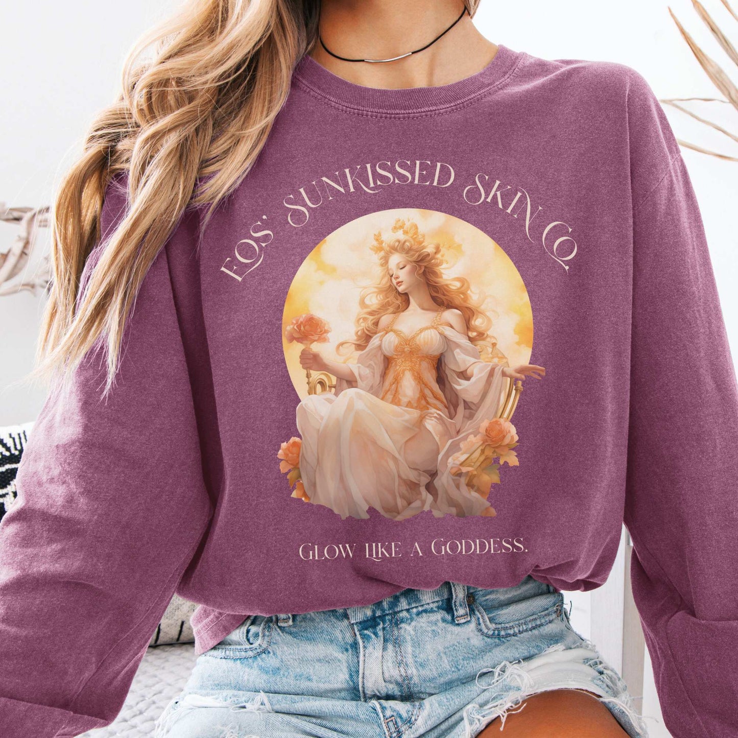 Long-sleeve Berry / S Eos' Sunkissed Skin Co. Goddess  Long Sleeve T-Shirt The Mystic Eden