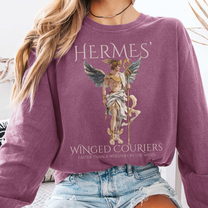 Long-sleeve Berry / S Hermes' Winged Couriers Mythology Long Sleeve Tee The Mystic Eden