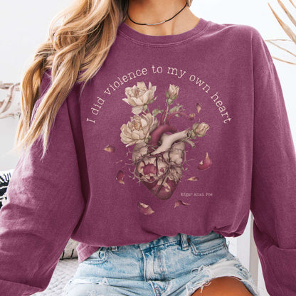 Long-sleeve Berry / S I Did Violence to My Own Heart Edgar Allan Poe Long Sleeve The Mystic Eden