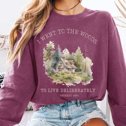 Long-sleeve Berry / S I Went To the Woods To Live Deliberately Cottage Edition Long Sleeve The Mystic Eden