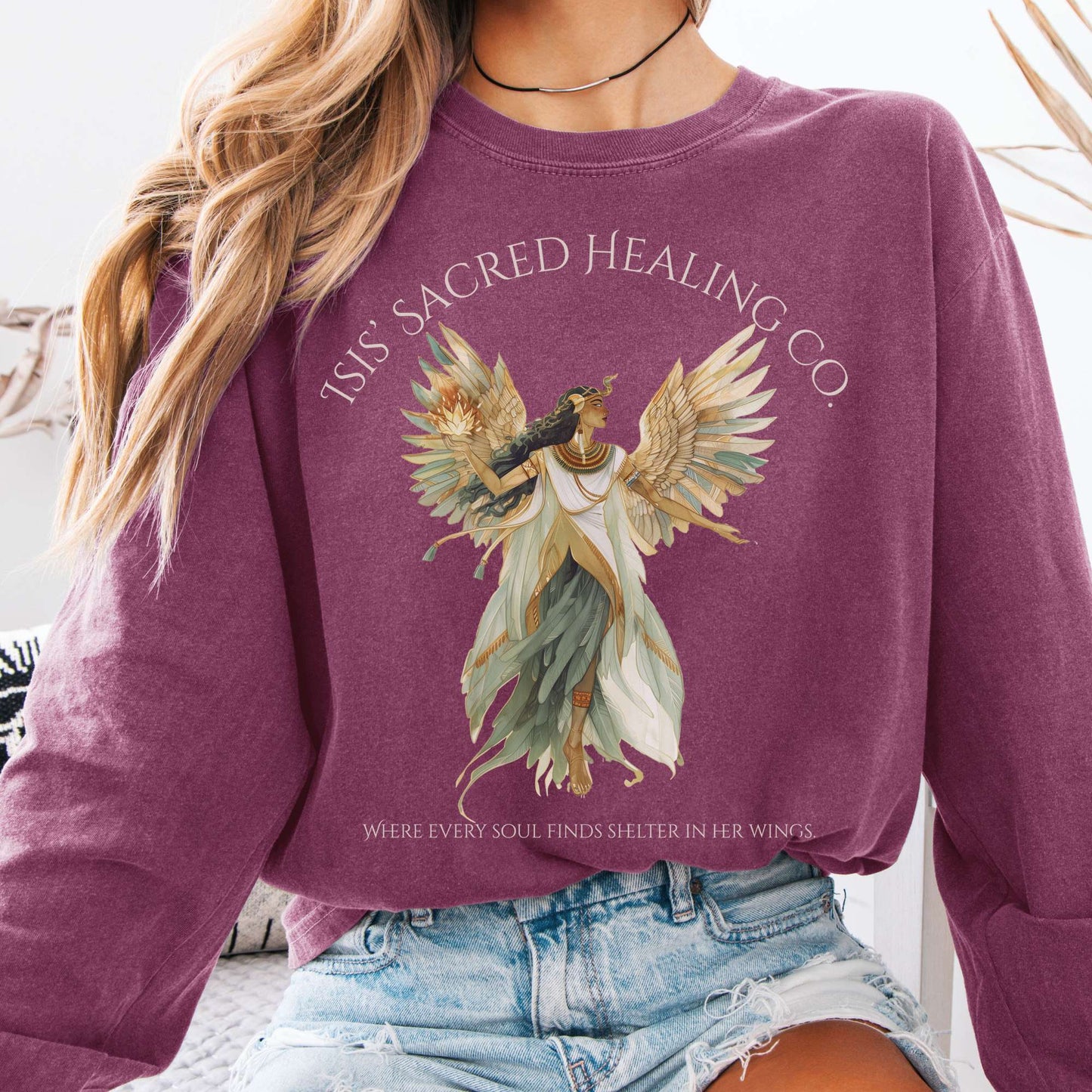 Long-sleeve Berry / S Isis' Sacred Healing Co Egyptian Mythology Long Sleeve The Mystic Eden