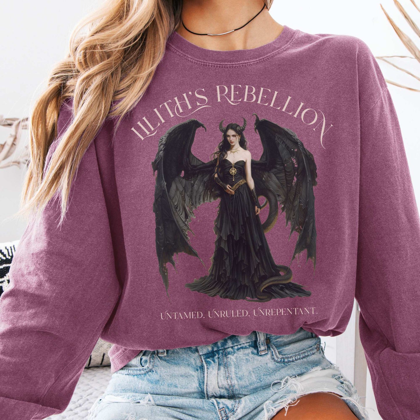 Long-sleeve Berry / S Lilith's Rebellion Goddess Long Sleeve T-Shirt The Mystic Eden