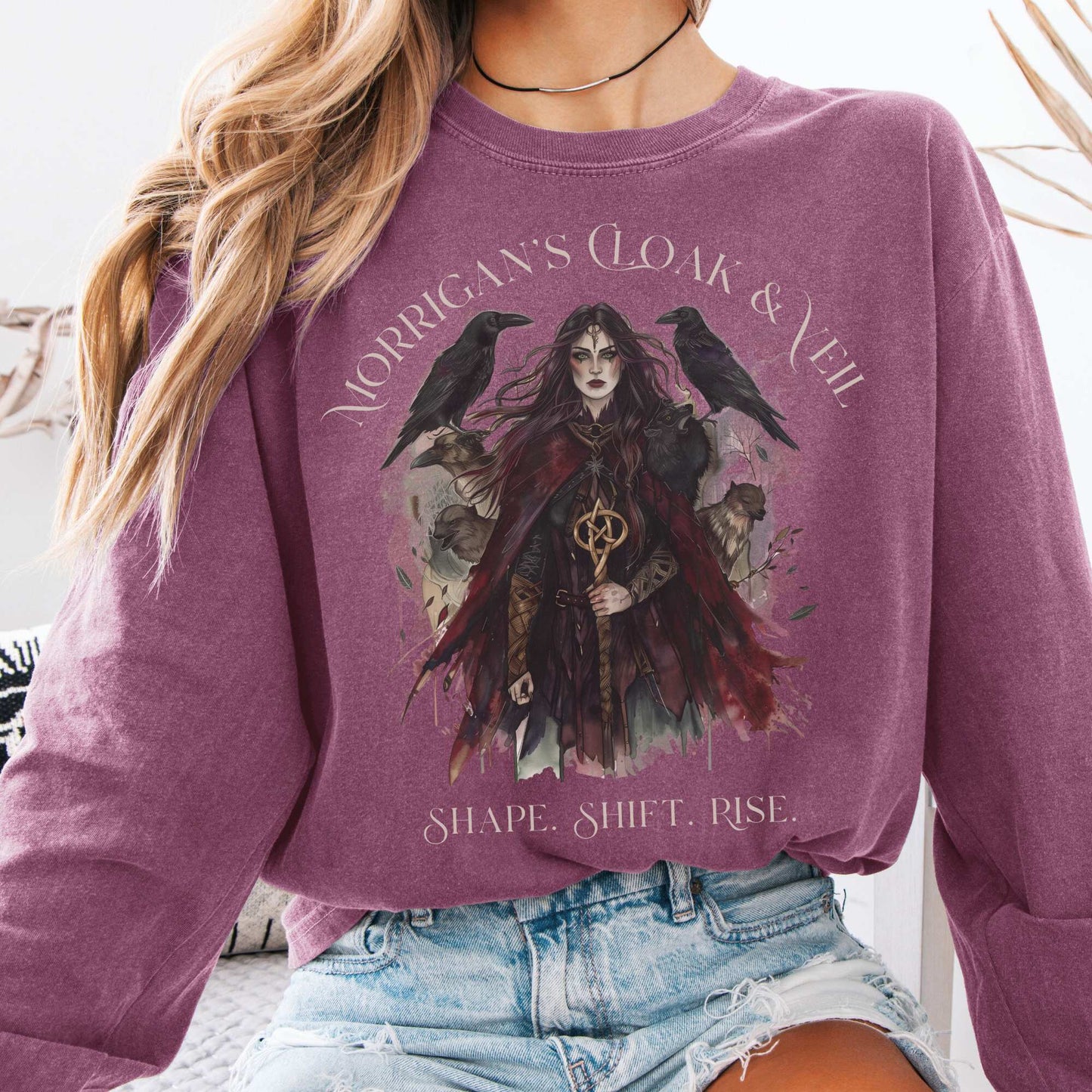 Long-sleeve Berry / S Morrigan's Cloak & Veil Shape Shift Rise Long Sleeve Shirt The Mystic Eden
