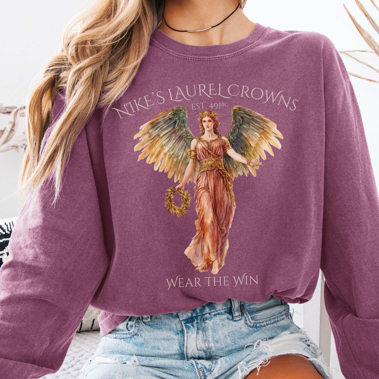 Long-sleeve Berry / S Nike's Laurel Crowns Goddess Long Sleeve T-Shirt The Mystic Eden