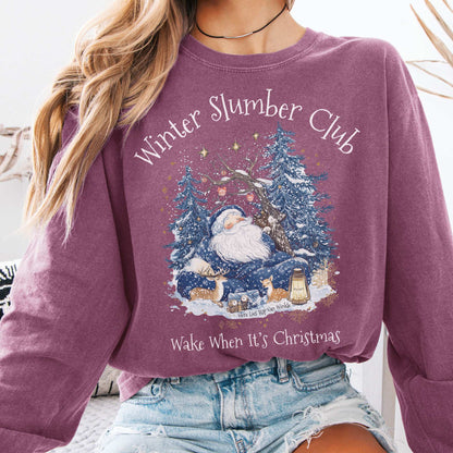 Long-sleeve Berry / S Rip Van Winkle's Winter Slumber Club Christmas Long Sleeve Shirt The Mystic Eden