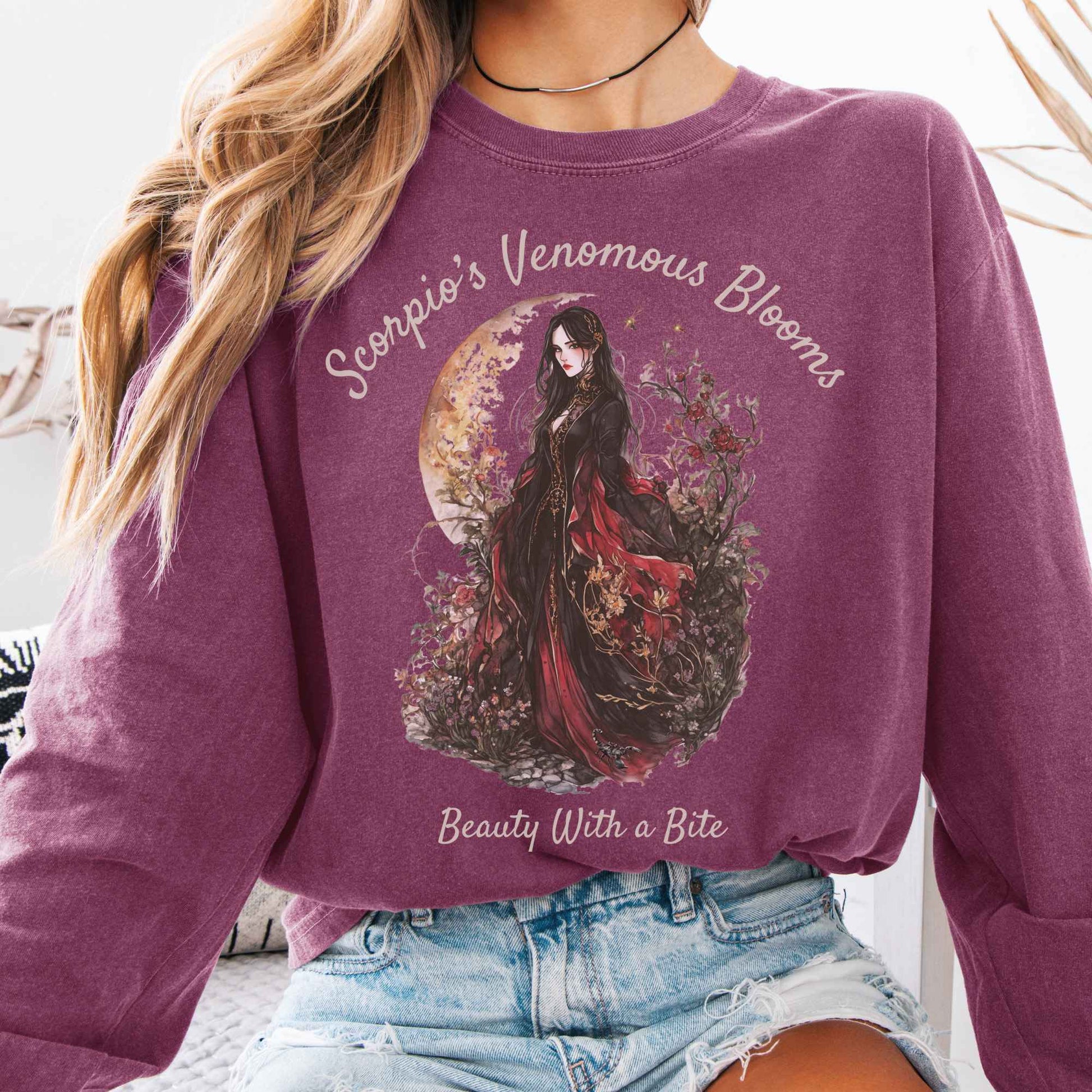 Long-sleeve Berry / S Scorpio's Venomous Blooms Long Sleeved Shirt The Mystic Eden