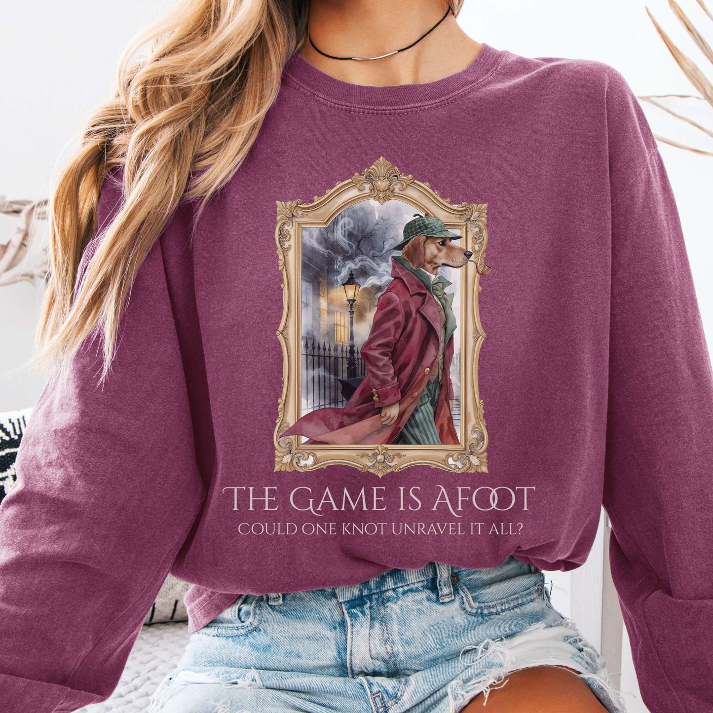 Long-sleeve Berry / S The Game Is Afoot Sherlock Holmes Long Sleeve Tee The Mystic Eden