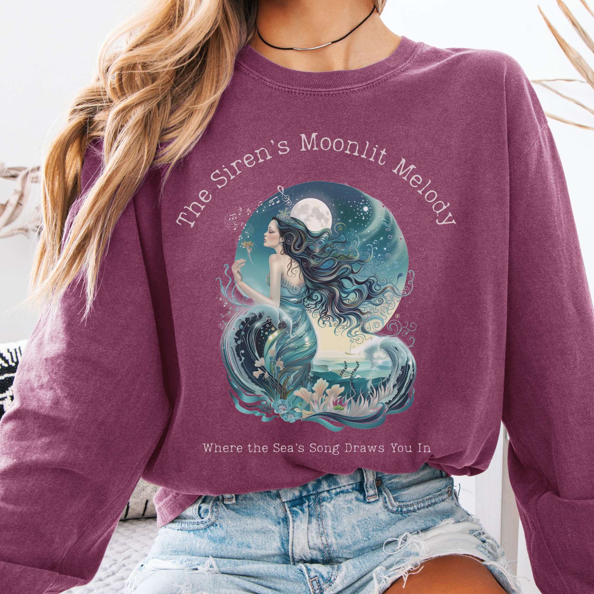 Long-sleeve Berry / S The Siren’s Moonlit Melody Mythology Long Sleeve Tee The Mystic Eden