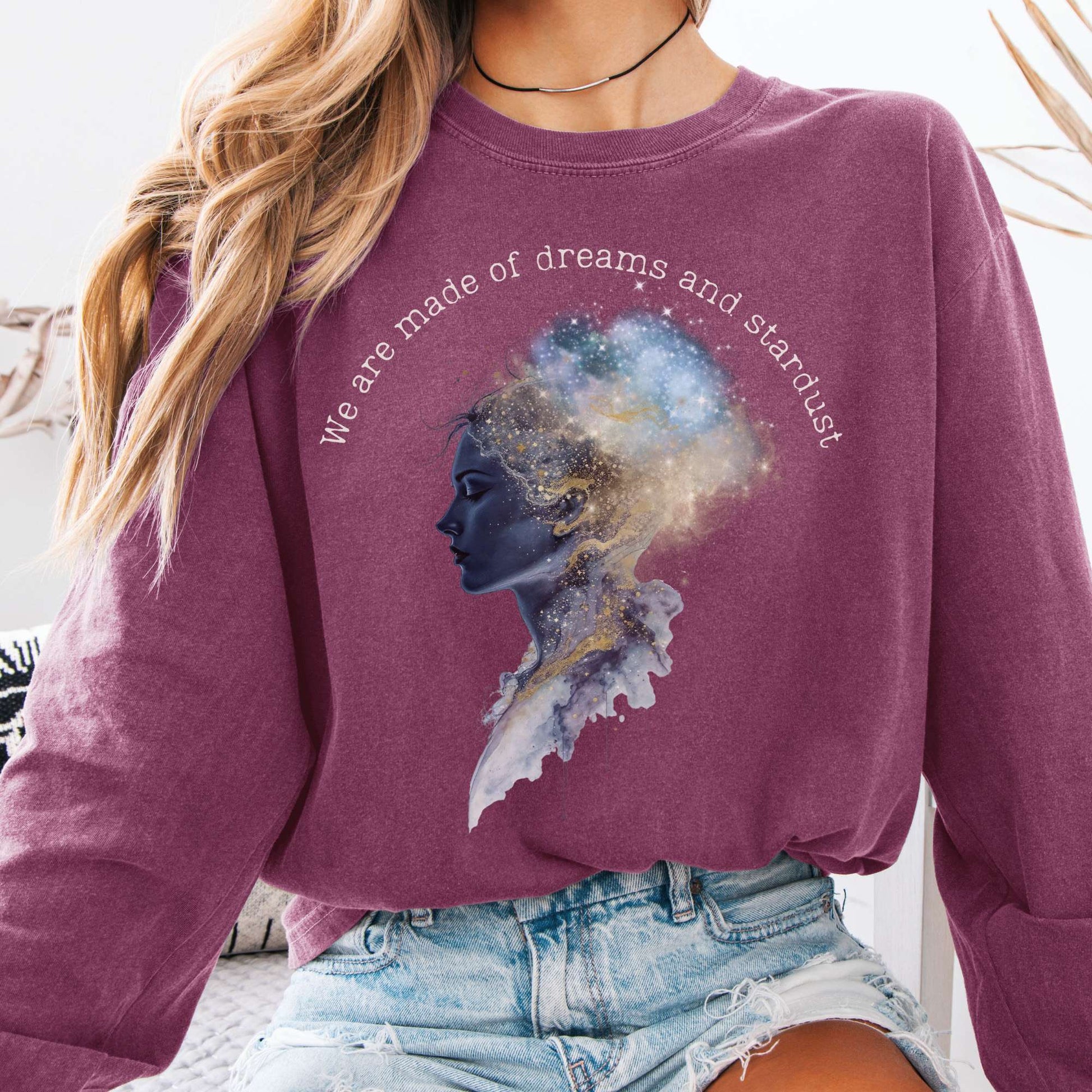 Long-sleeve Berry / S We Are Made of Dreams and Stardust Long Sleeve Tee The Mystic Eden