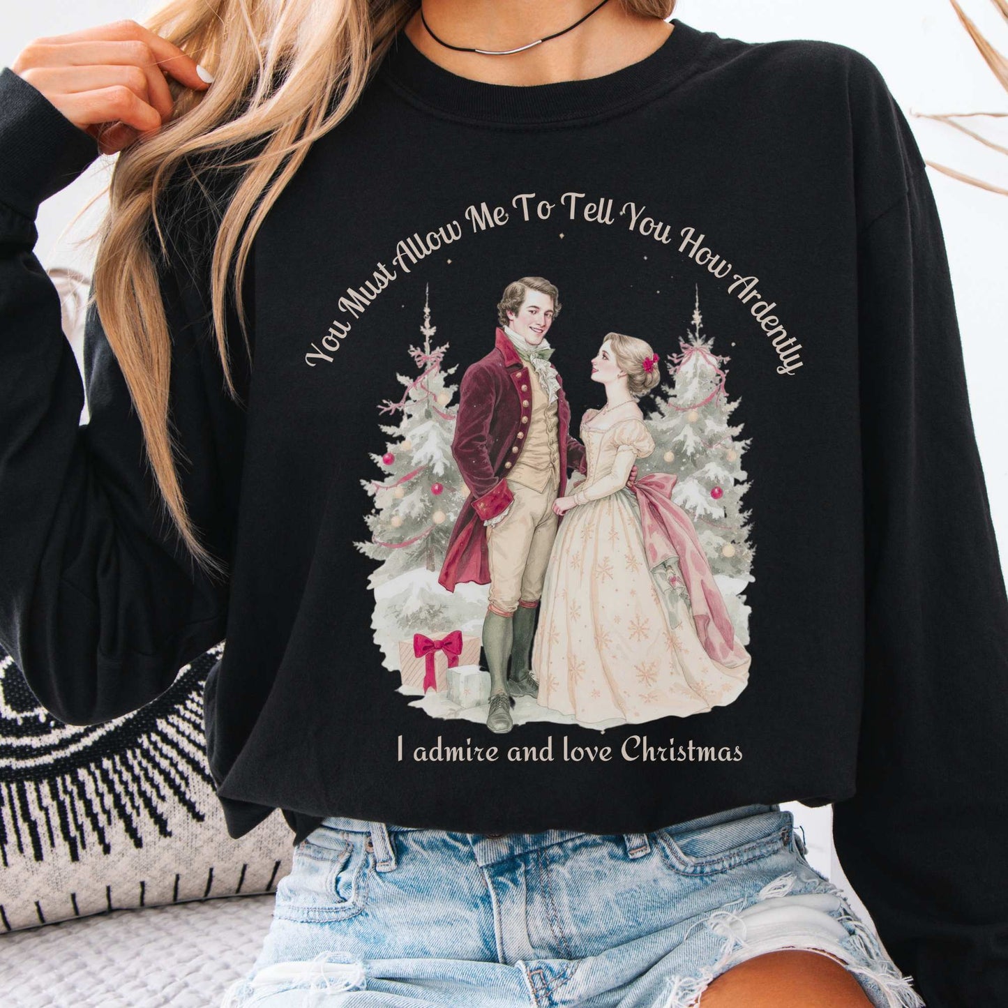 Long-sleeve Black / S Admire & Love Christmas - Pride & Prejudice Christmas Long Sleeve Shirt The Mystic Eden