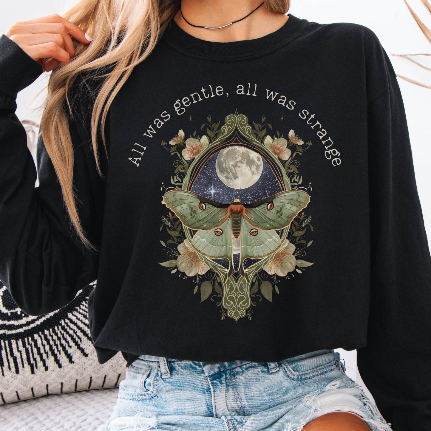 Long-sleeve Black / S All Was Gentle All Was Strange Edgar Allan Poe Long Sleeve The Mystic Eden