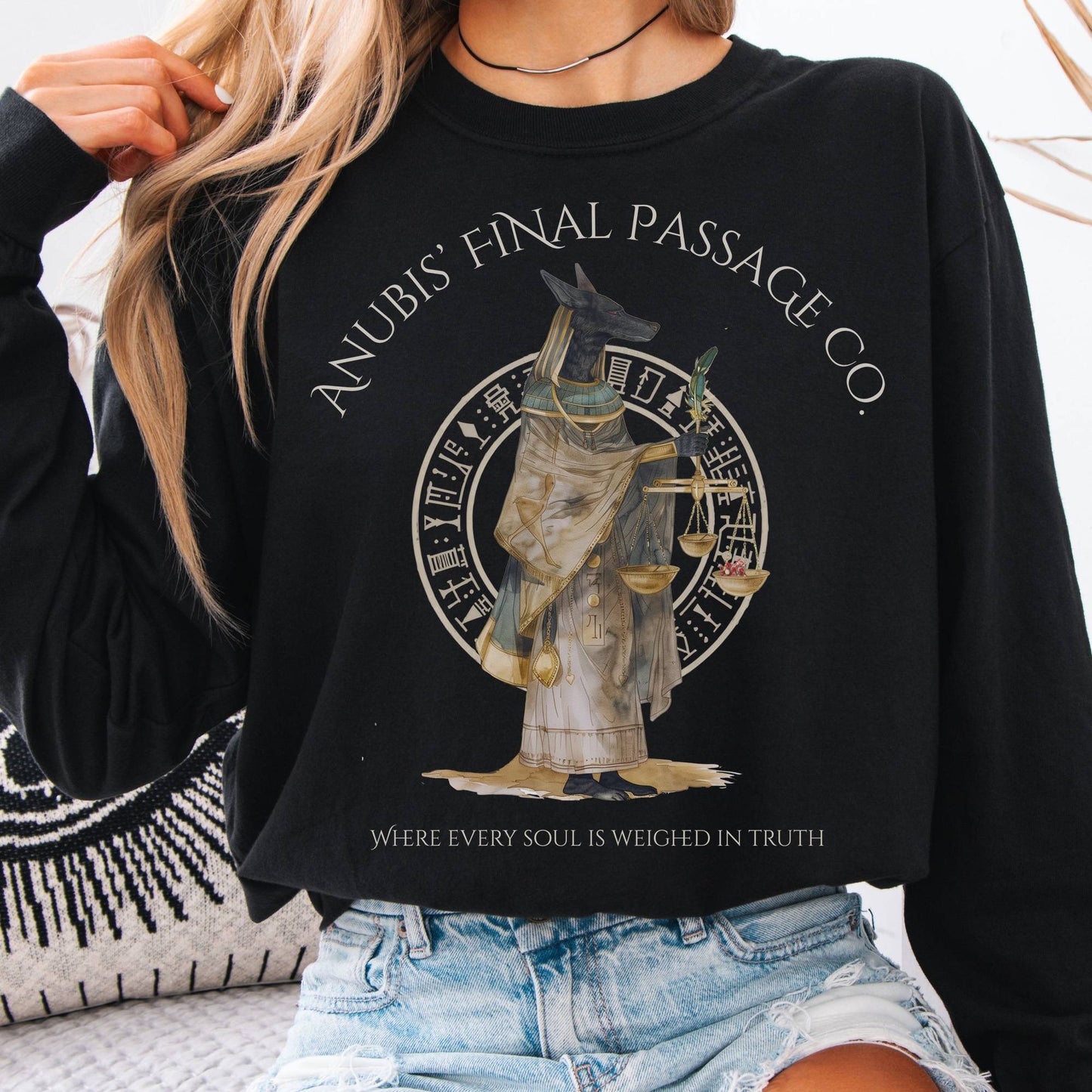 Long-sleeve Black / S Anubis Final Passage Co Egyptian Mythology Long Sleeve Tee The Mystic Eden