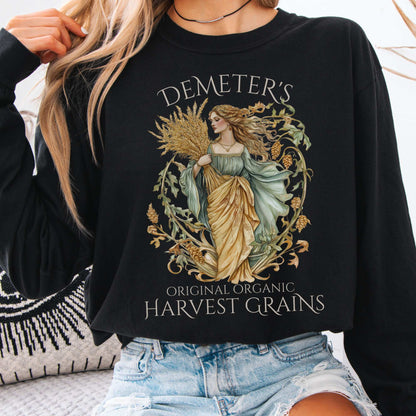 Long-sleeve Black / S Demeter's Original Organic Harvest Grains Long Sleeve T-Shirt The Mystic Eden