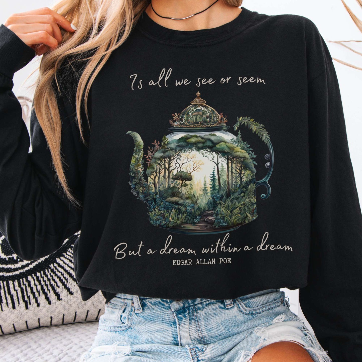 Long-sleeve Black / S Dream Within A Dream Poe Long Sleeved Shirt The Mystic Eden