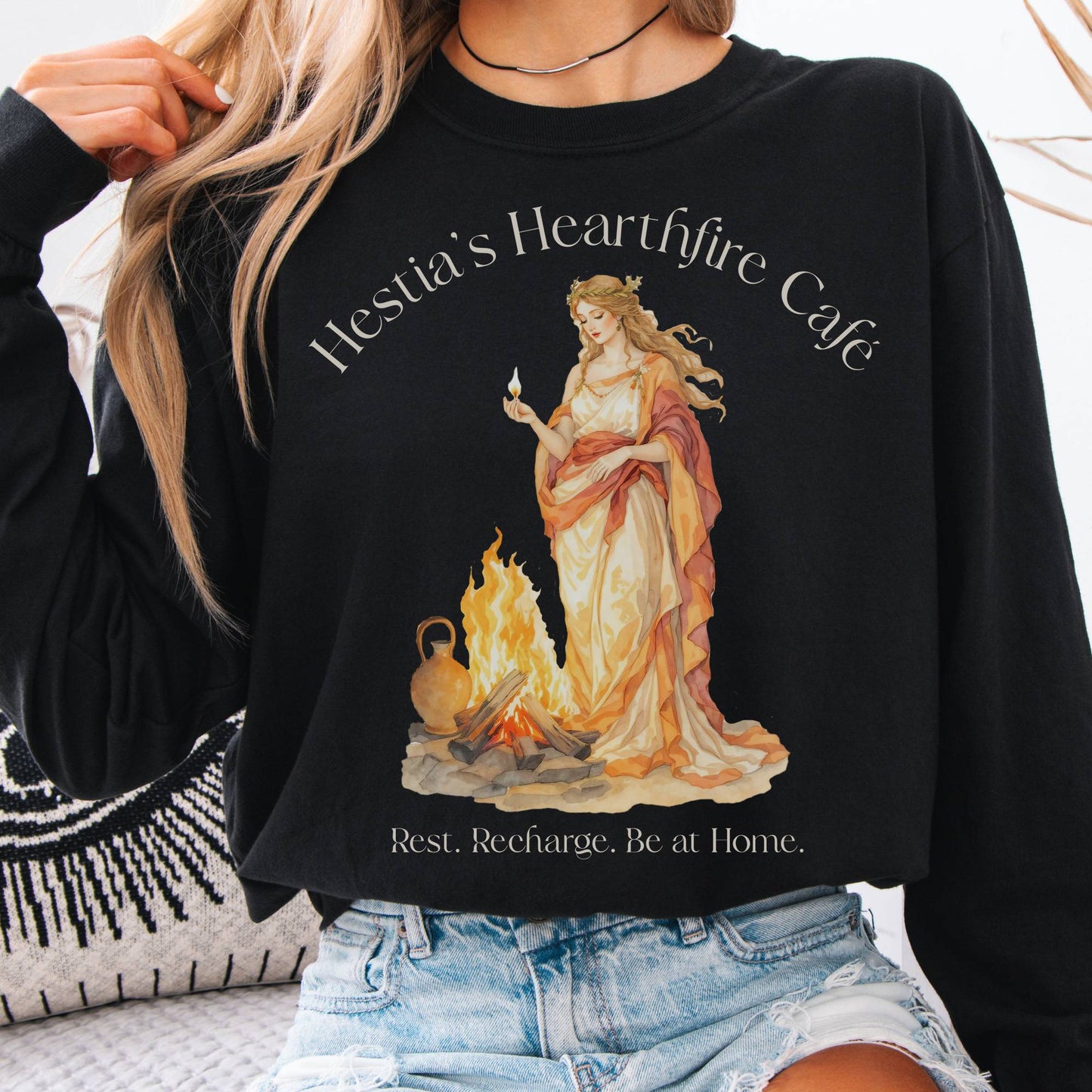 Long-sleeve Black / S Hestia’s Hearthfire Café Mythology Long Sleeve The Mystic Eden