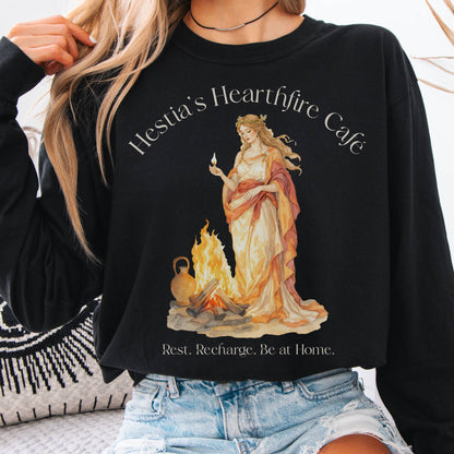 Long-sleeve Black / S Hestia’s Hearthfire Café Mythology Long Sleeve The Mystic Eden