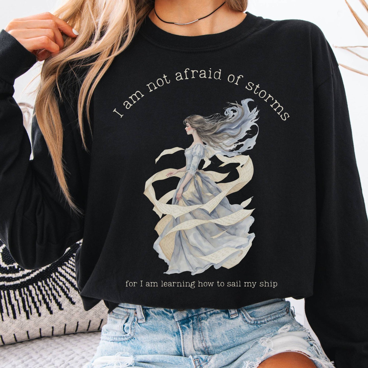 Long-sleeve Black / S I Am Not Afraid of Storms Little Women Long Sleeve Tee The Mystic Eden