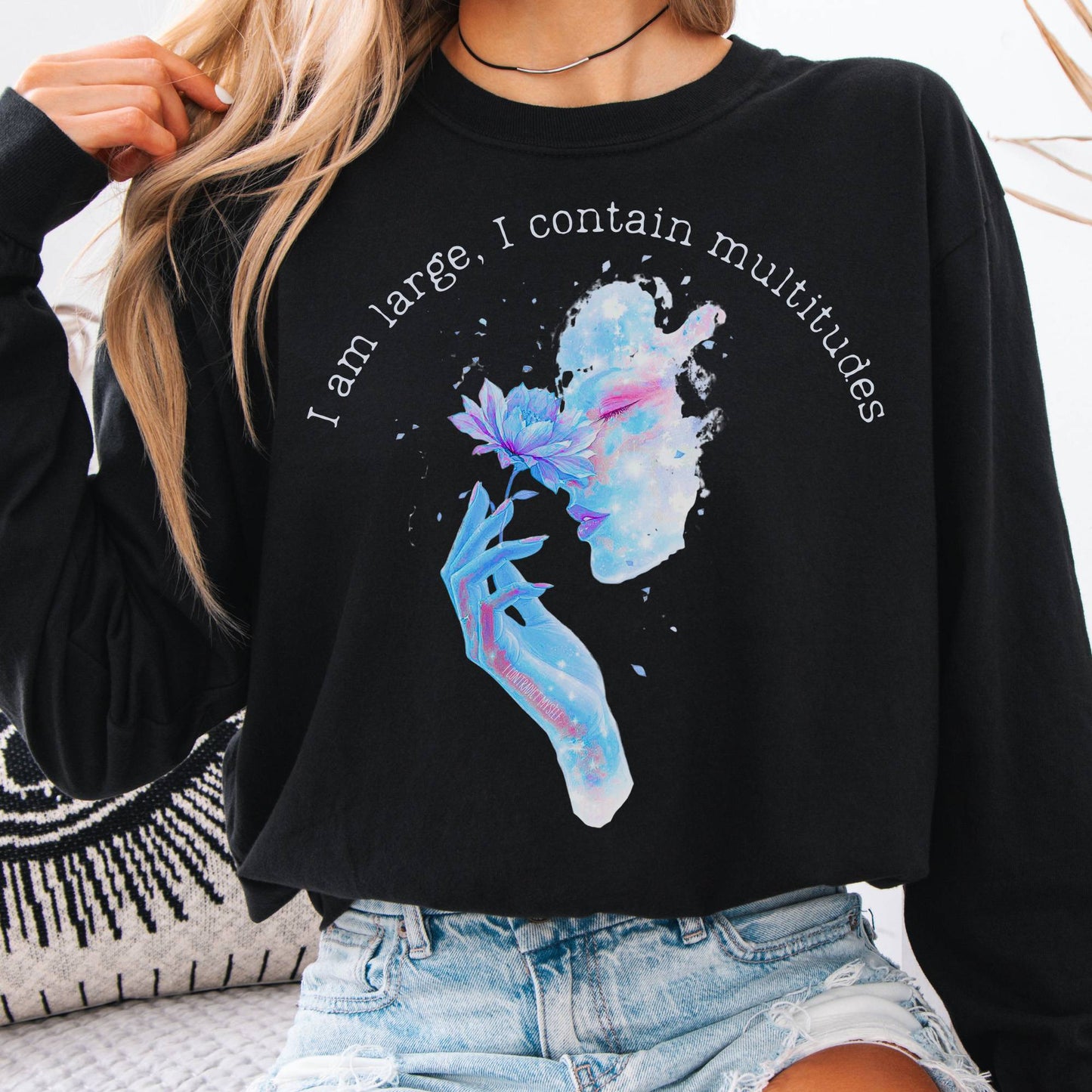 Long-sleeve Black / S I Contain Multitudes Walt Whitman Long Sleeve Tee The Mystic Eden
