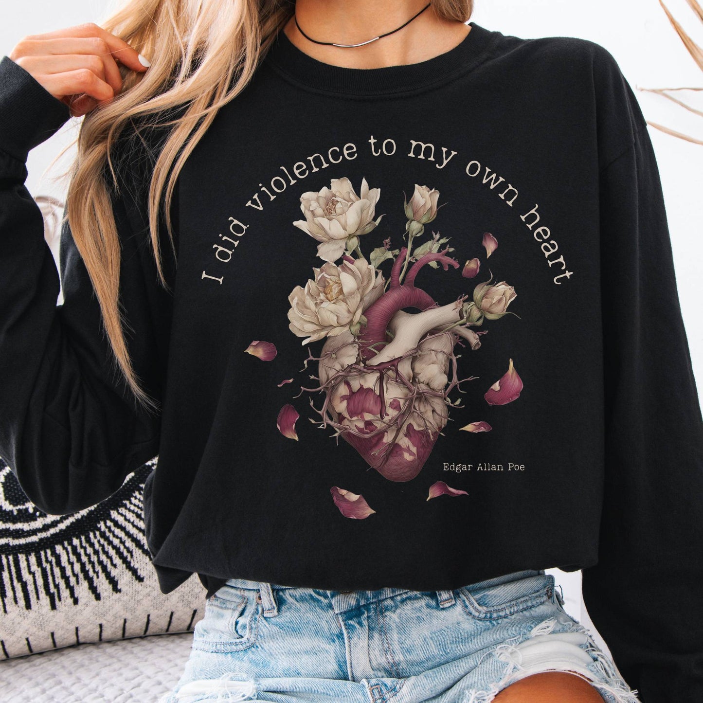 Long-sleeve Black / S I Did Violence to My Own Heart Edgar Allan Poe Long Sleeve The Mystic Eden