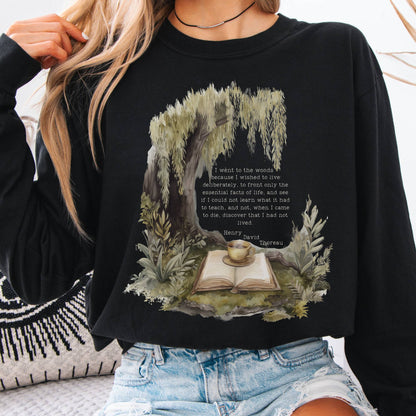 Long-sleeve Black / S I Went to the Woods Henry David Thoreau Long Sleeve Tee The Mystic Eden