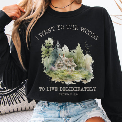 Long-sleeve Black / S I Went To the Woods To Live Deliberately Cottage Edition Long Sleeve The Mystic Eden