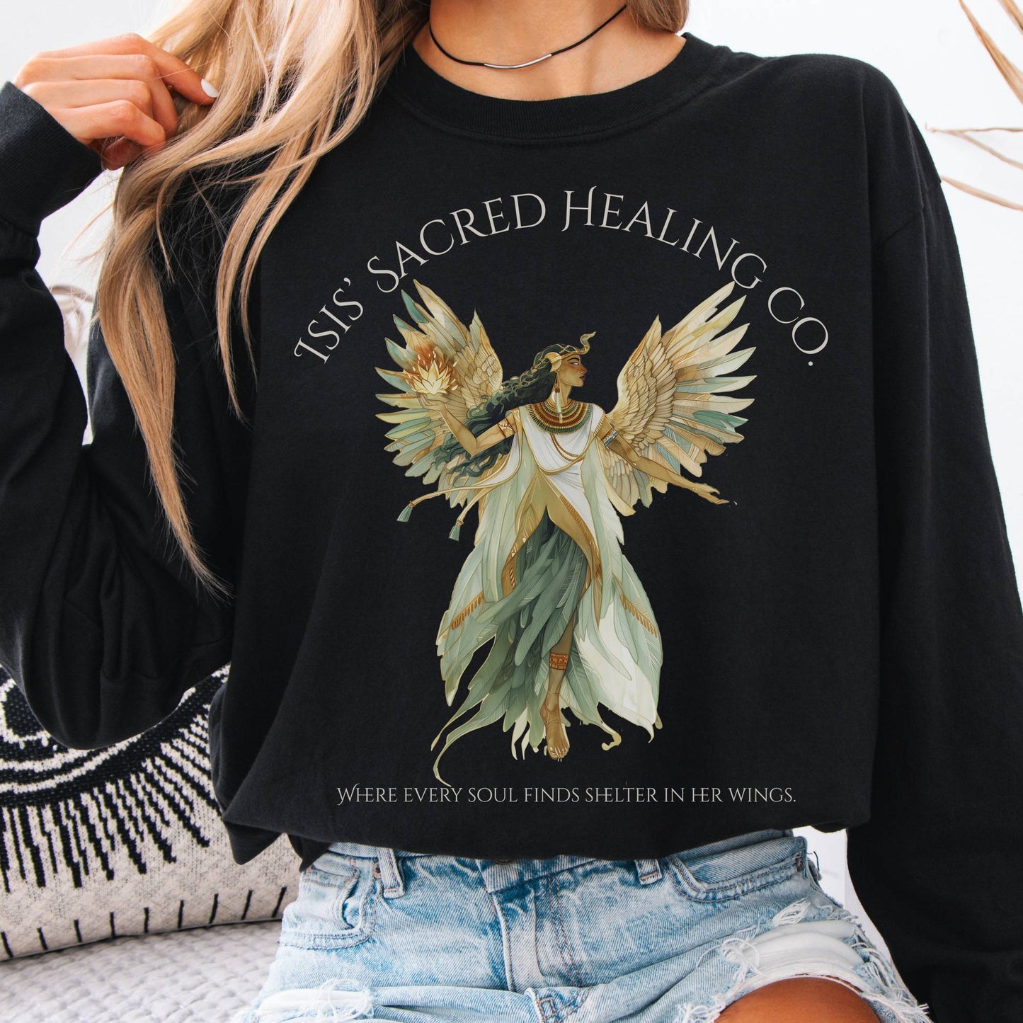 Long-sleeve Black / S Isis' Sacred Healing Co Egyptian Mythology Long Sleeve The Mystic Eden