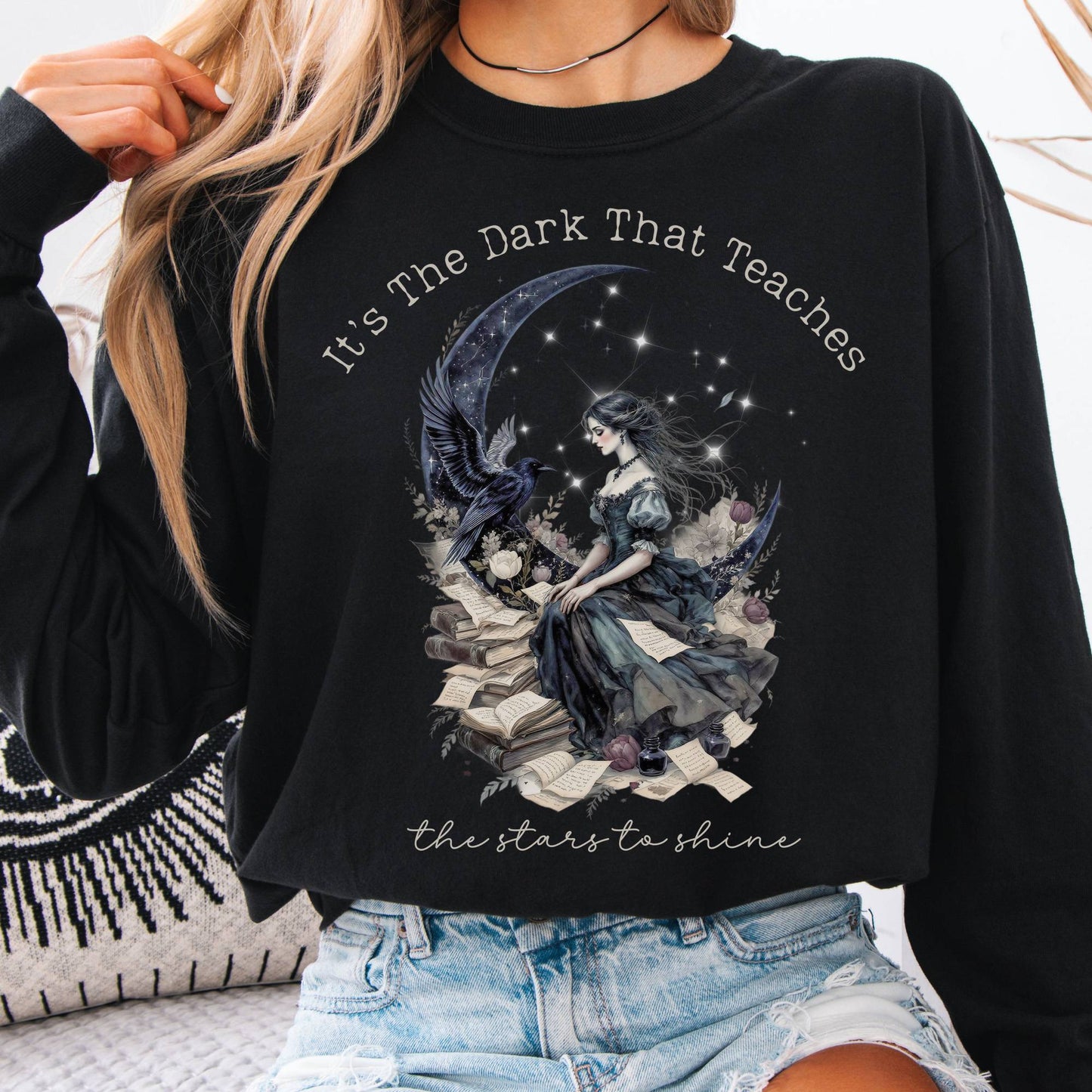 Long-sleeve Black / S Its the Dark That Teaches the Stars to Shine Poe Inspired Long Sleeve The Mystic Eden