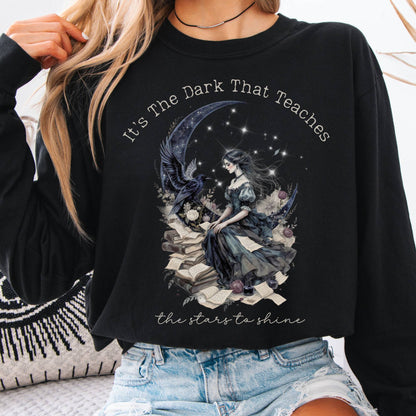 Long-sleeve Black / S Its the Dark That Teaches the Stars to Shine Poe Inspired Long Sleeve The Mystic Eden