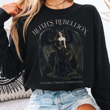 Long-sleeve Black / S Lilith's Rebellion Goddess Long Sleeve T-Shirt The Mystic Eden